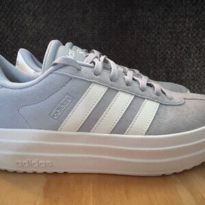 Adidas Women's Gray and White Platform Sneakers